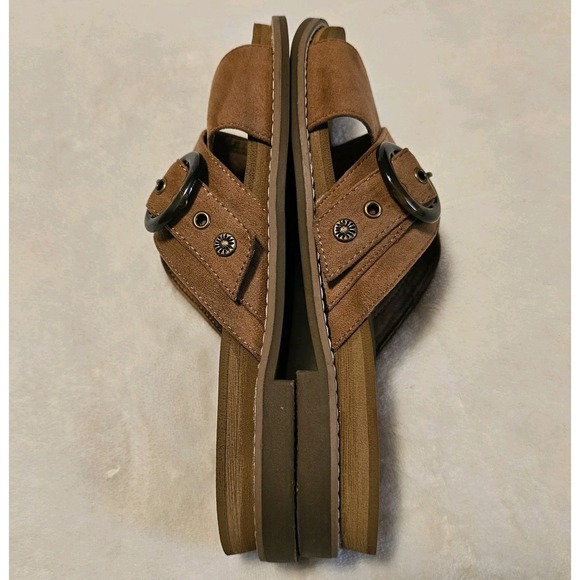 Yellowbox Brown Faux Suede Kasmira Slides Women's Size 10 Used - Picture 6 of 9